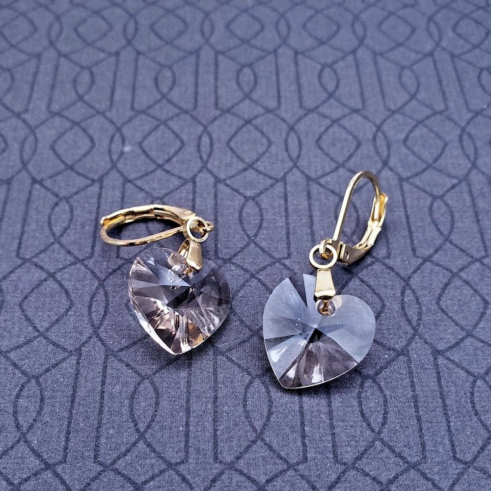 Crystal Heart Dangle Earrings